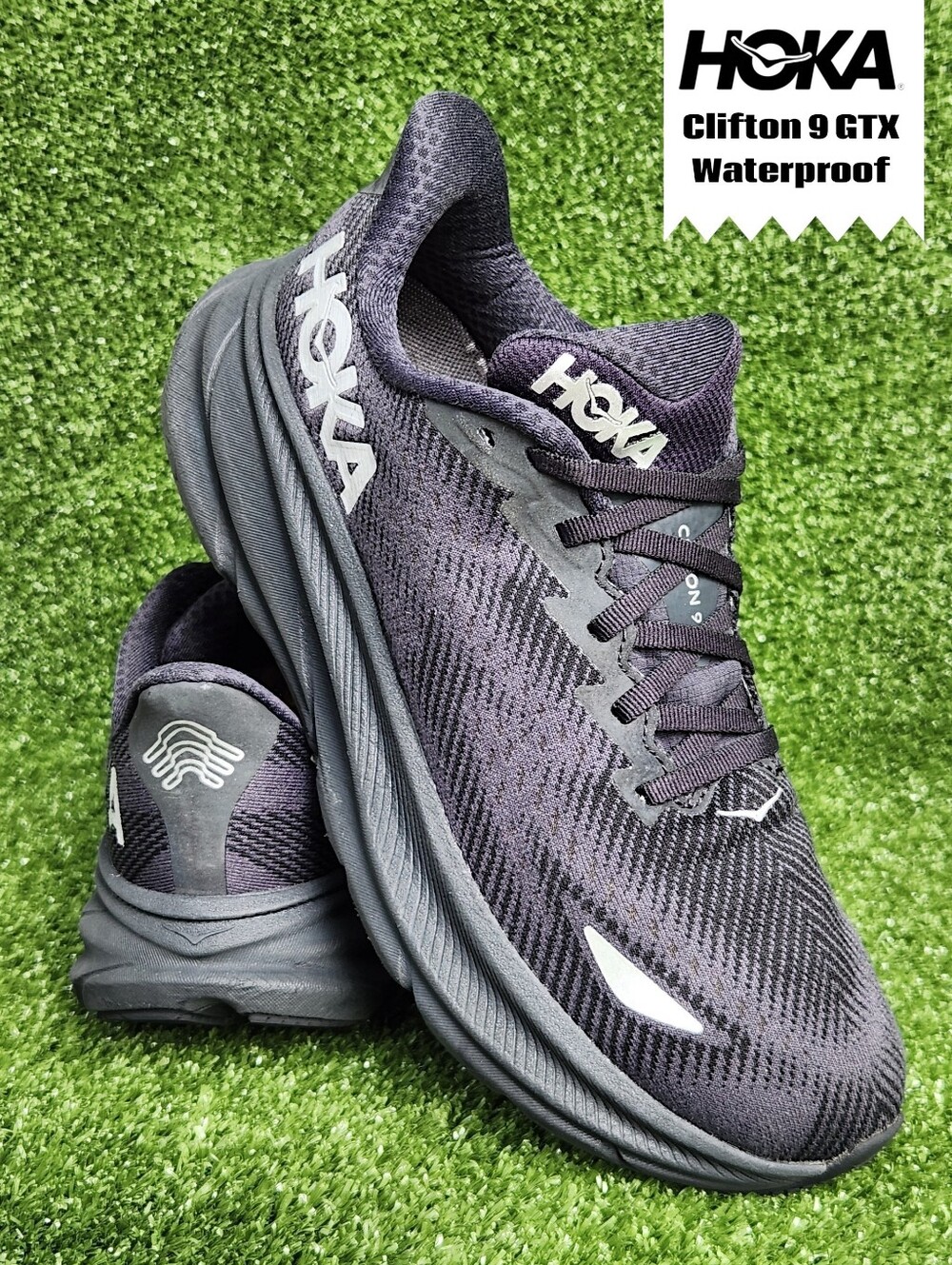 Hoka Clifton 9 GTX Womens Size 9 Black Athletic Running Cushioned Sneakers Shoes